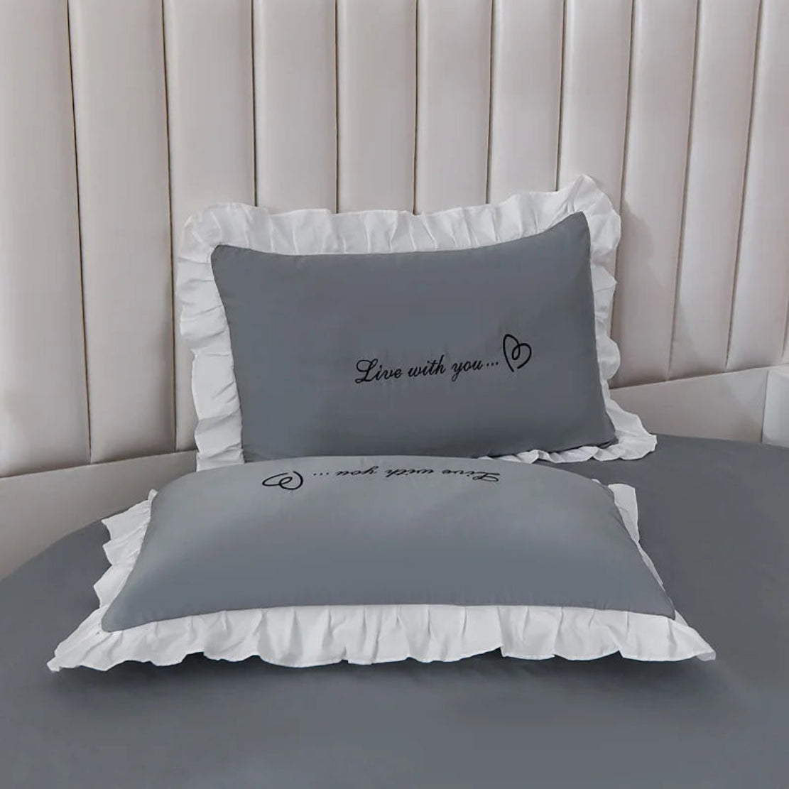 Round Cotton Fitted Bedsheet Bed-skirt Set / Ruchi
