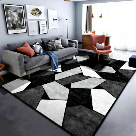 Geometric Polyester Fiber Anti-Slip Floor Rug
