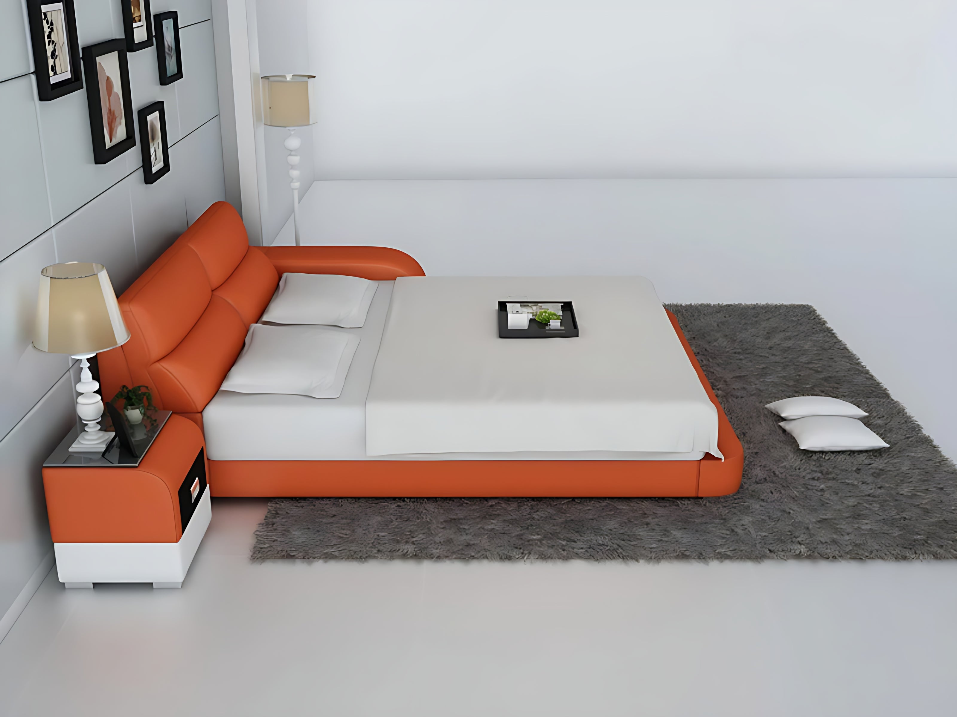 Modern LED Platform Leather Bed / Ruchi