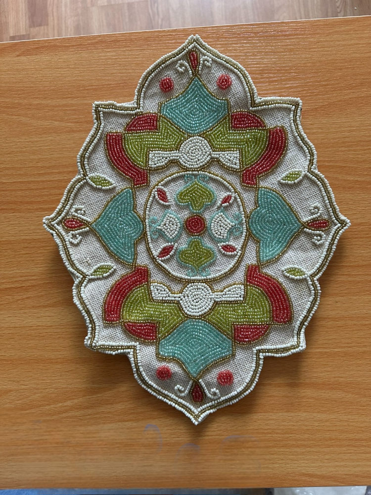 Decorative Swirl Design Mandala Embroidered Beaded Placemat / Ruchi