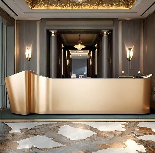 Golden Luxury Wooden Reception Desk / Ruchi