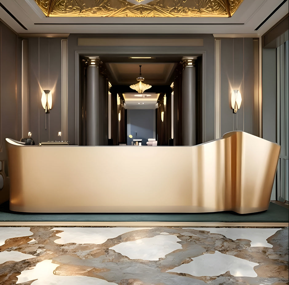 Golden Luxury Wooden Reception Desk / Ruchi