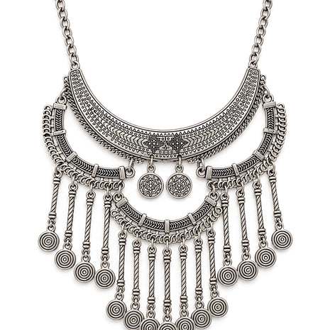 Bohemian Coin Drop Layered Tassel Necklace / Ruchi