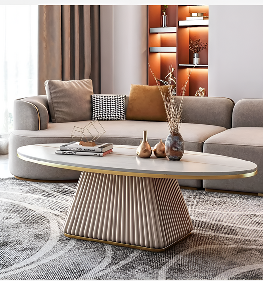 Oval Marble Top Modern Coffee Table / Ruchi
