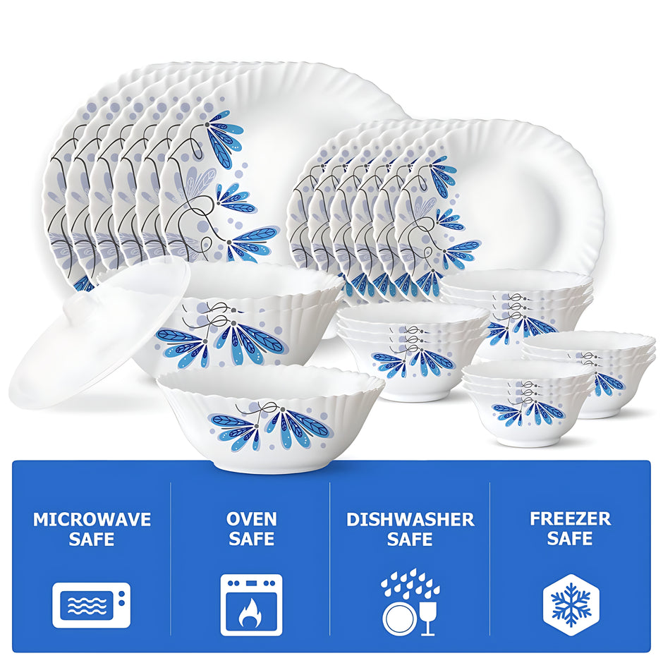 35 Pieces White Dinner Plates & Bowls Set / Ruchi
