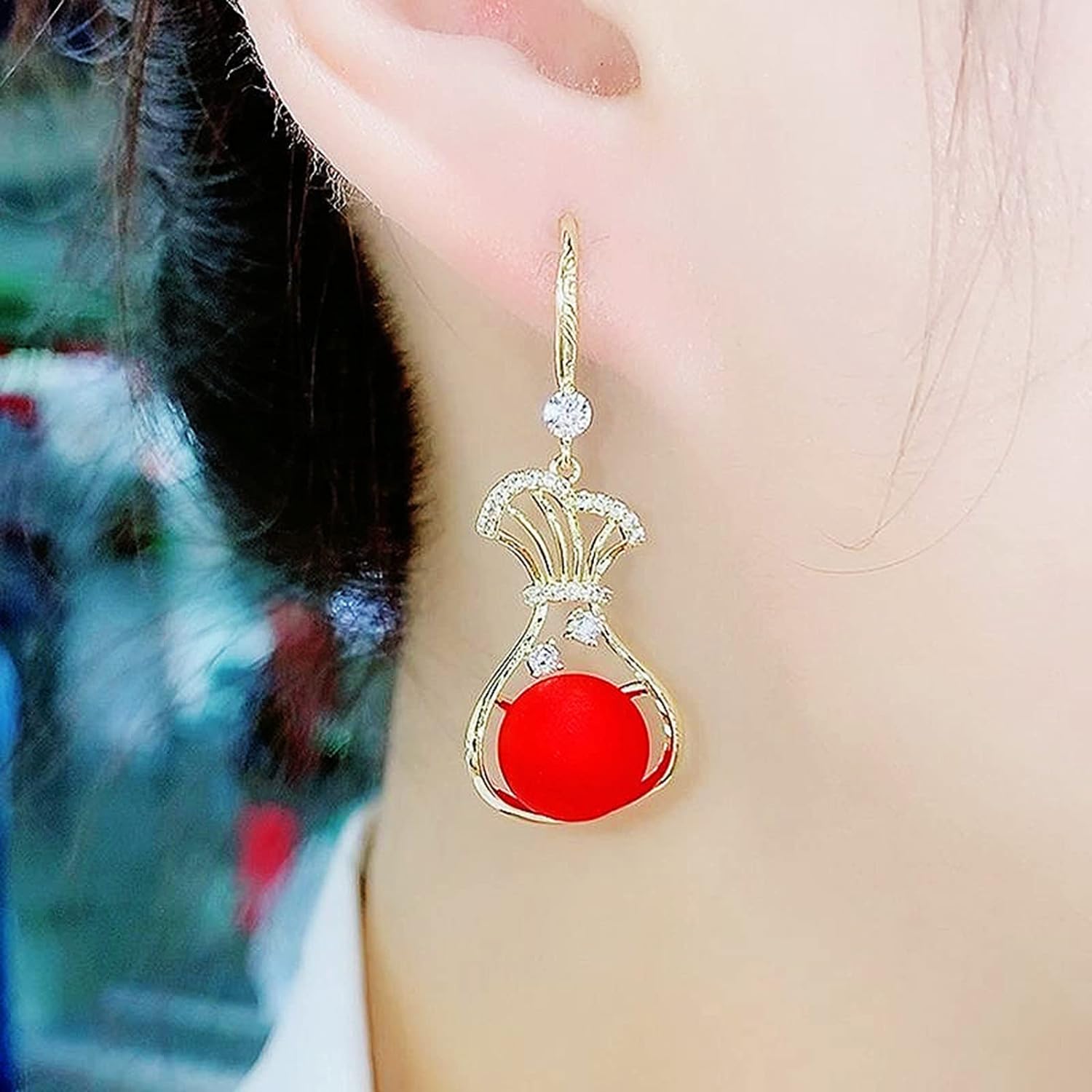 Round Cubic Zirconia Drop Earrings / Ruchi 