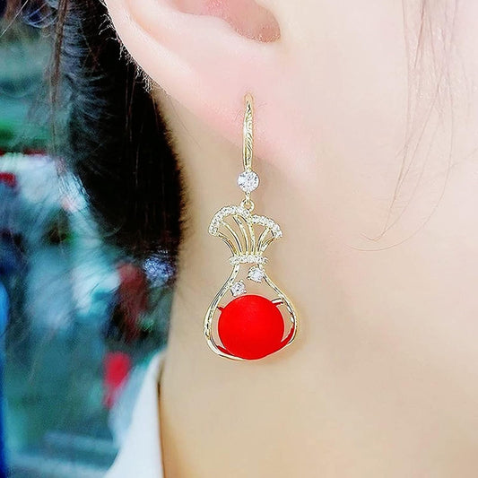 Round Cubic Zirconia Drop Earrings / Ruchi 