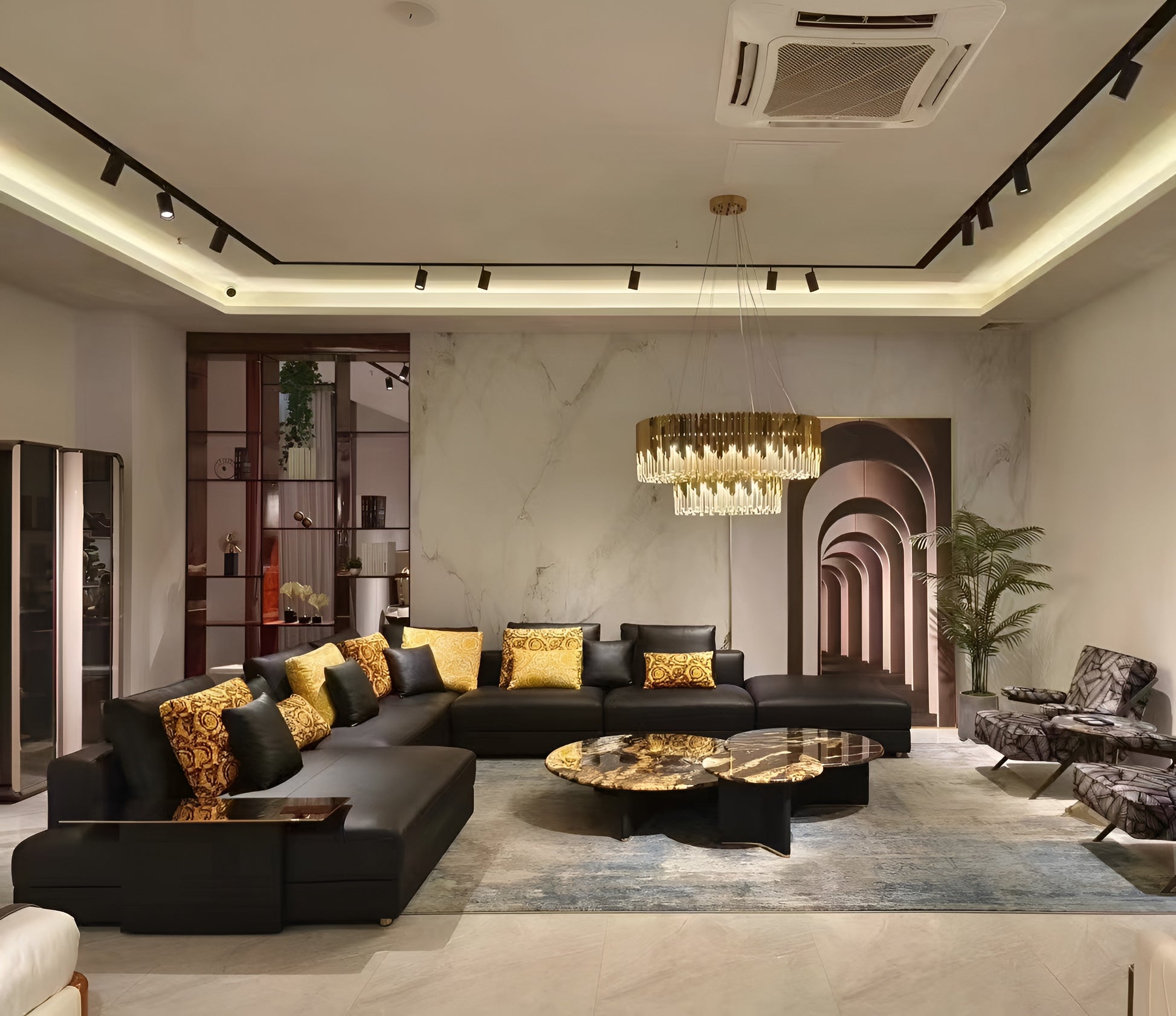 Spacious Leather Modular Sectional Sofa With Chaise / Ruchi