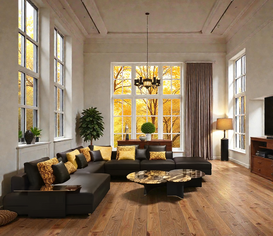 Spacious Leather Modular Sectional Sofa With Chaise