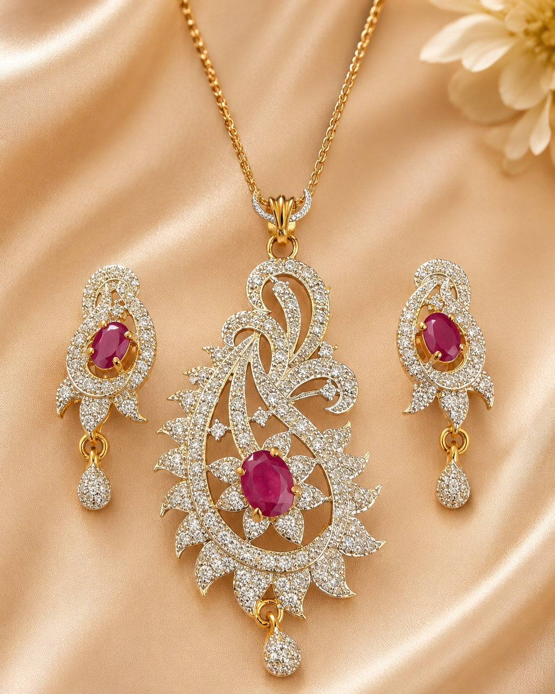 Traditional Indian Style Cubic Zirconia Jewelry Set / Ruchi 