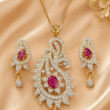Traditional Indian Style Cubic Zirconia Jewelry Set / Ruchi 