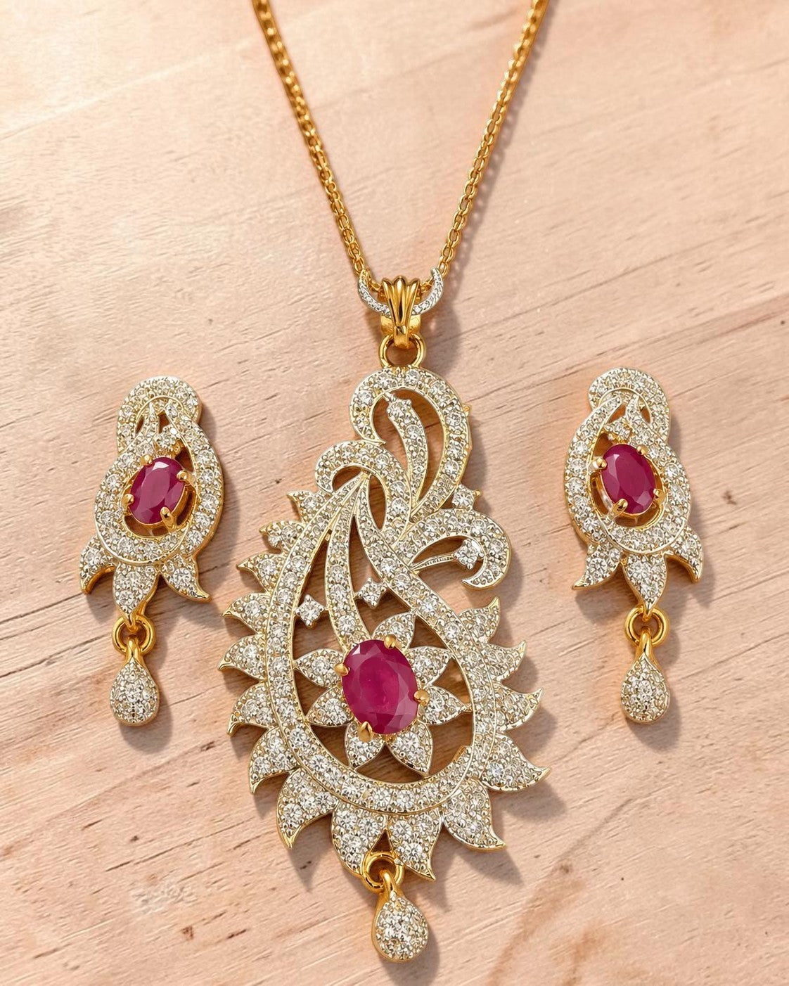 Traditional Indian Style Cubic Zirconia Jewelry Set / Ruchi 