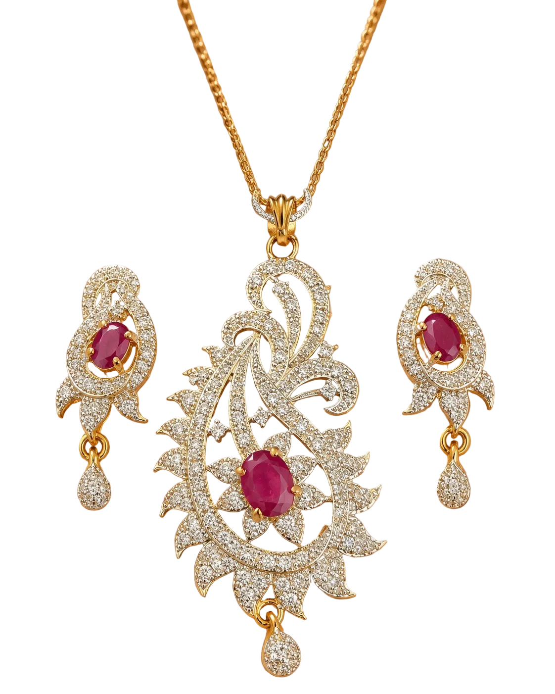 Traditional Indian Style Cubic Zirconia Jewelry Set / Ruchi 