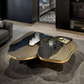 Contemporary Marble And Metal Coffee Table Set / Ruchi 