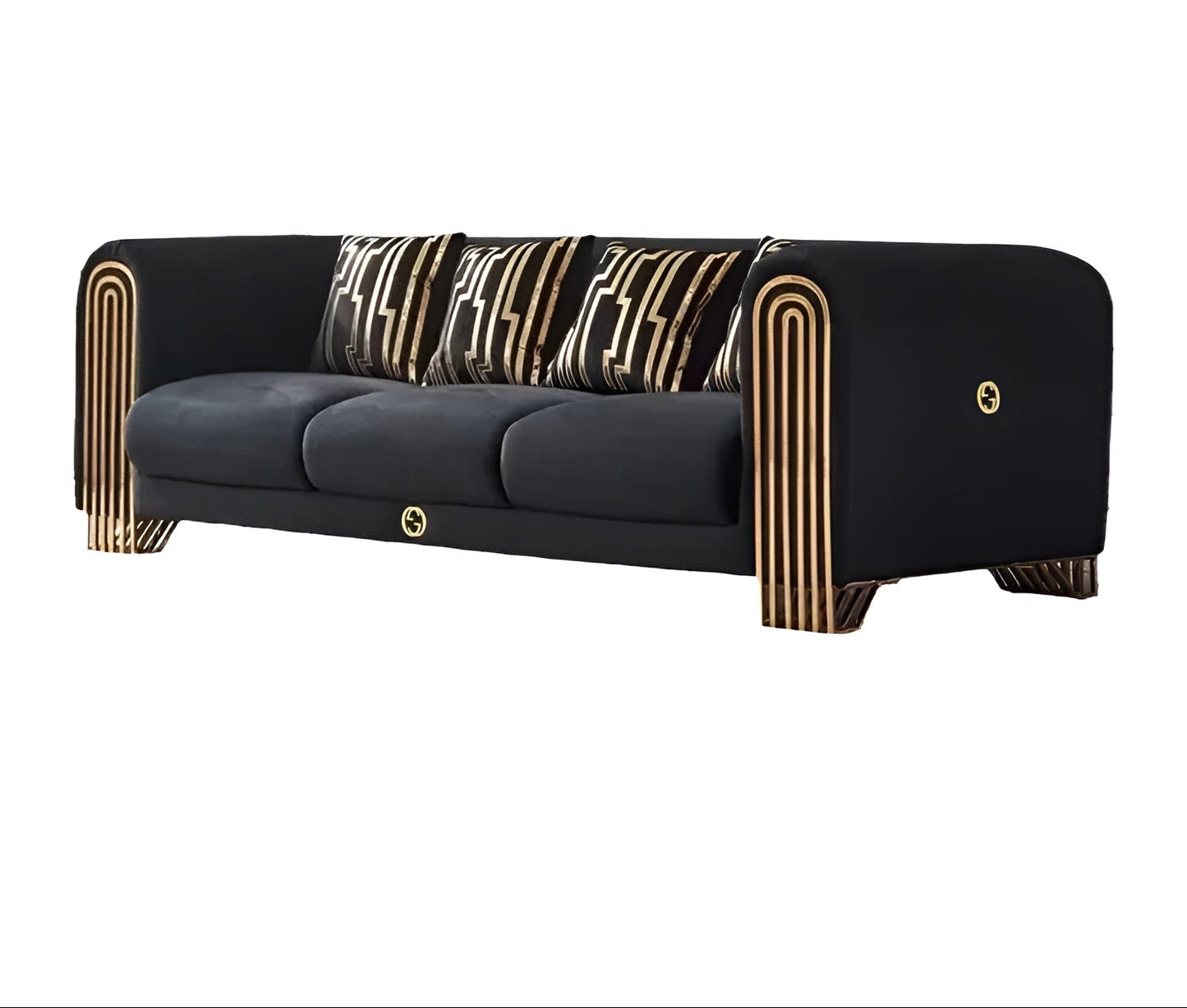 Modern Luxurious Black Velvet Sofa Set