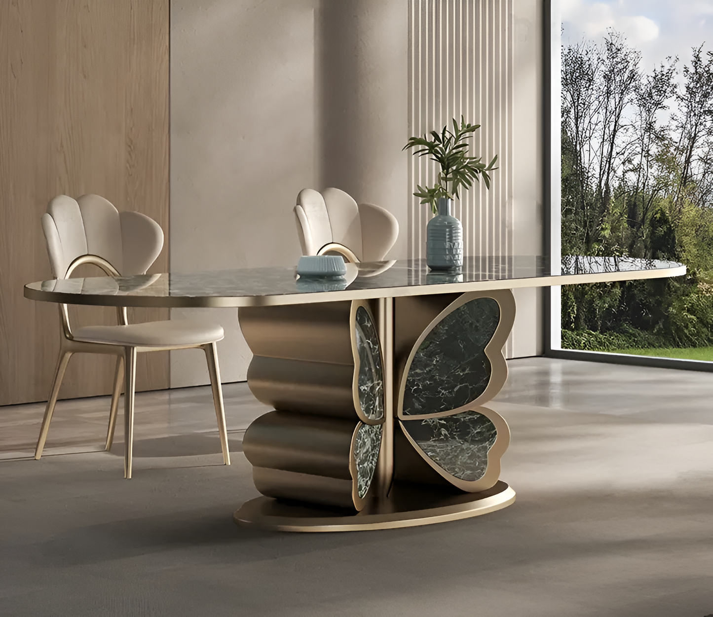 Butterfly Design Marble Dining Table Set / Ruchi