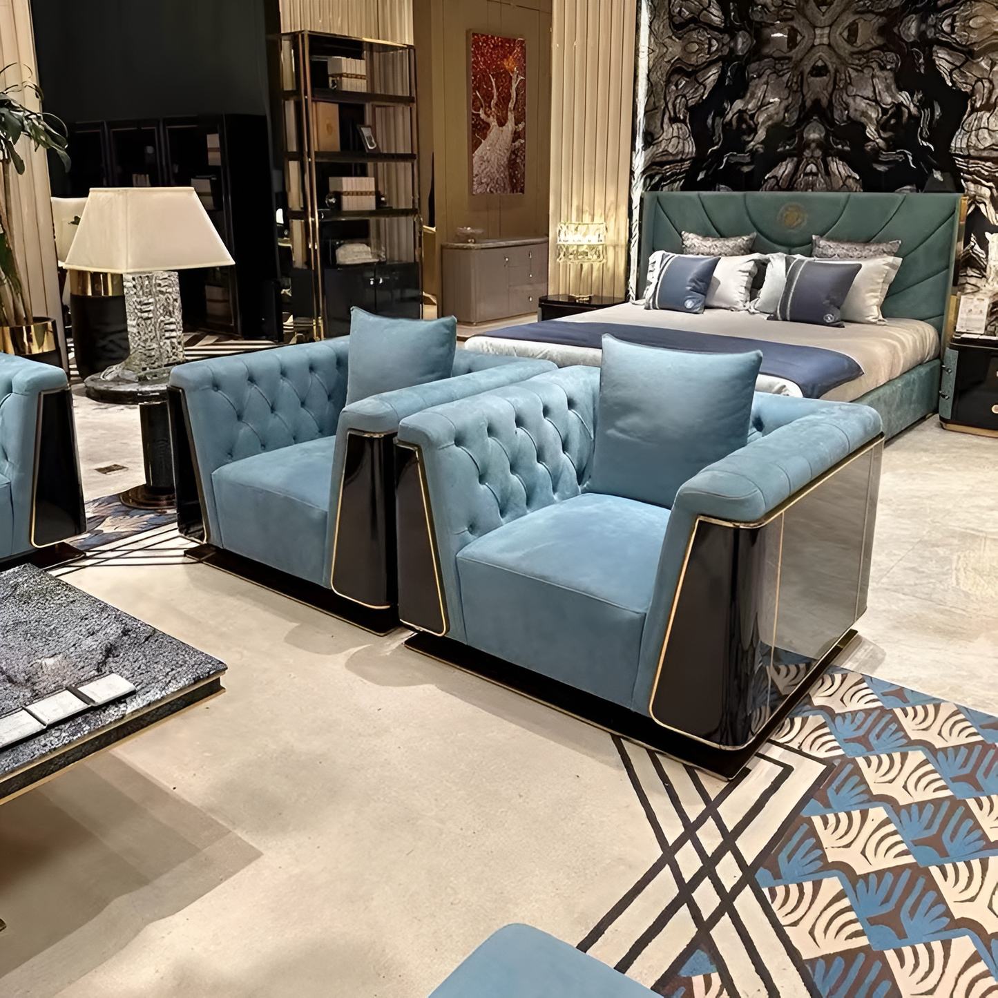 Modern Glossy Velvet Fabric Sofa Set