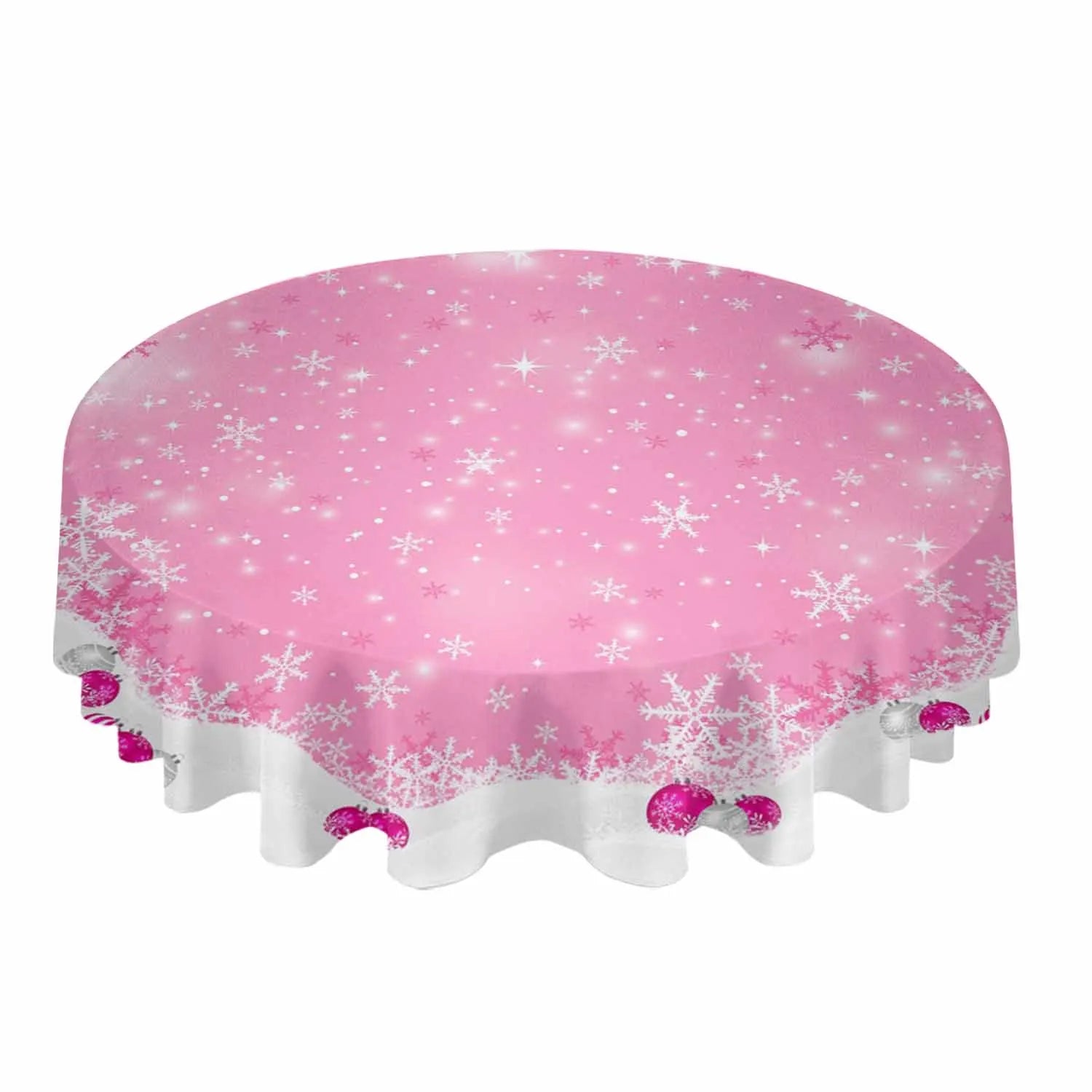 Elegant Christmas Design Printed Round Polyester Tablecloth / Ruchi