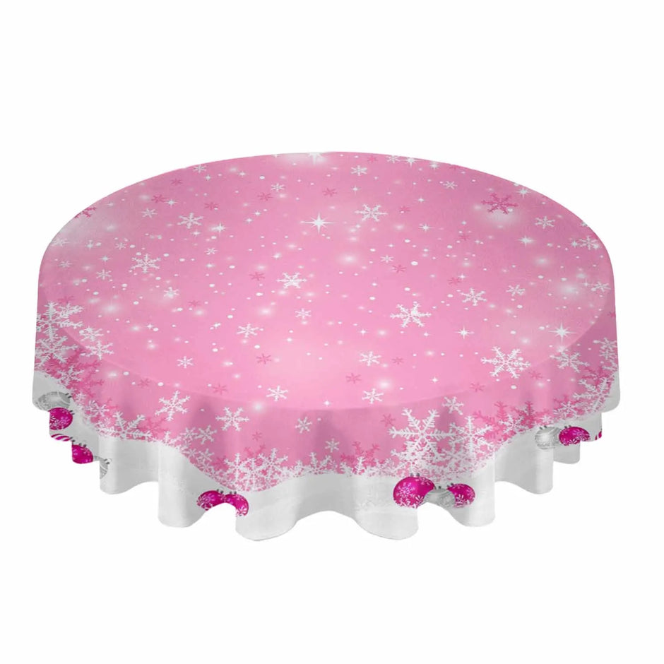 60-Inch Round Printed Polyester Tablecloth For Christmas / Ruchi