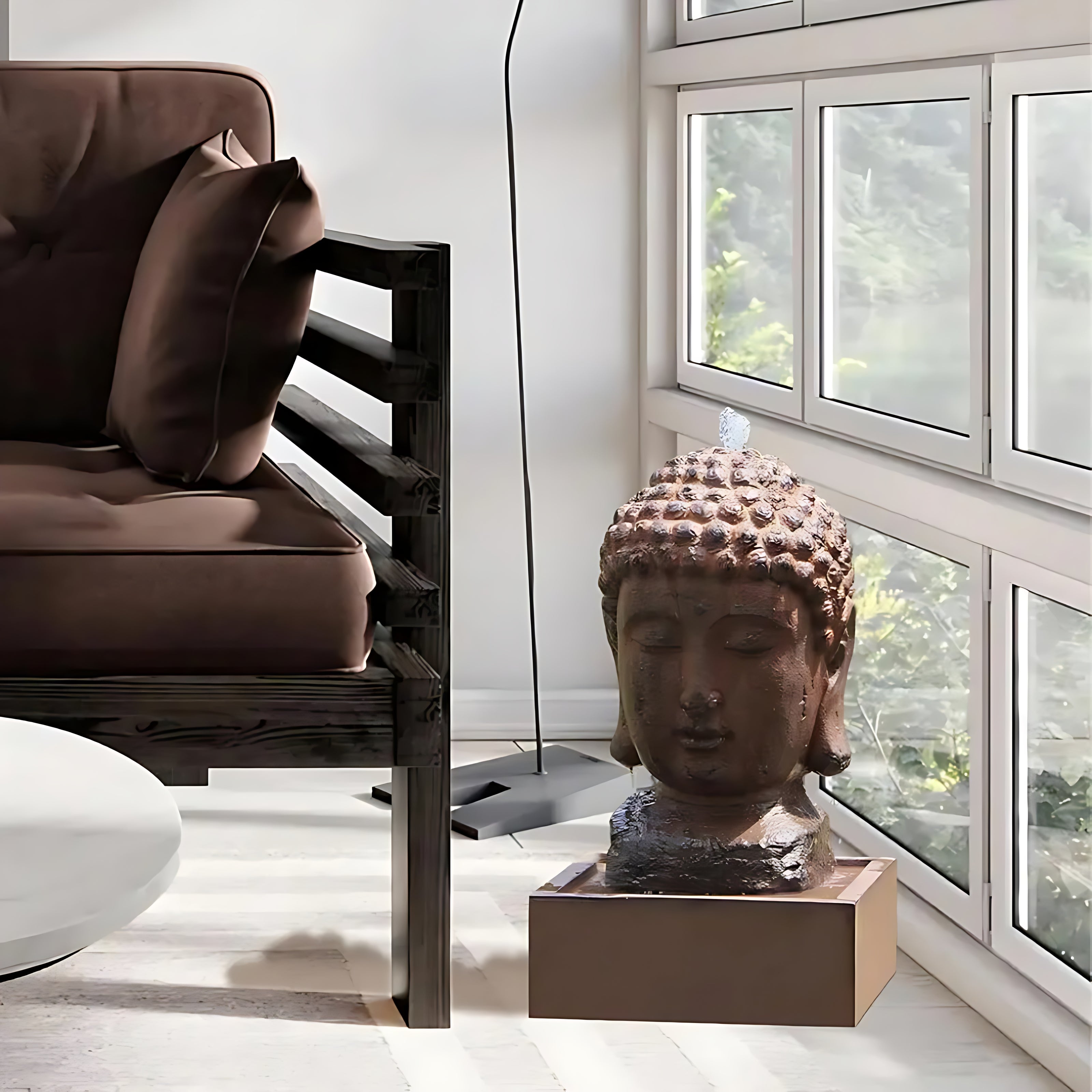 Outdoor Indoor Polyresin Fiberglass LED Buddha Water Fountain