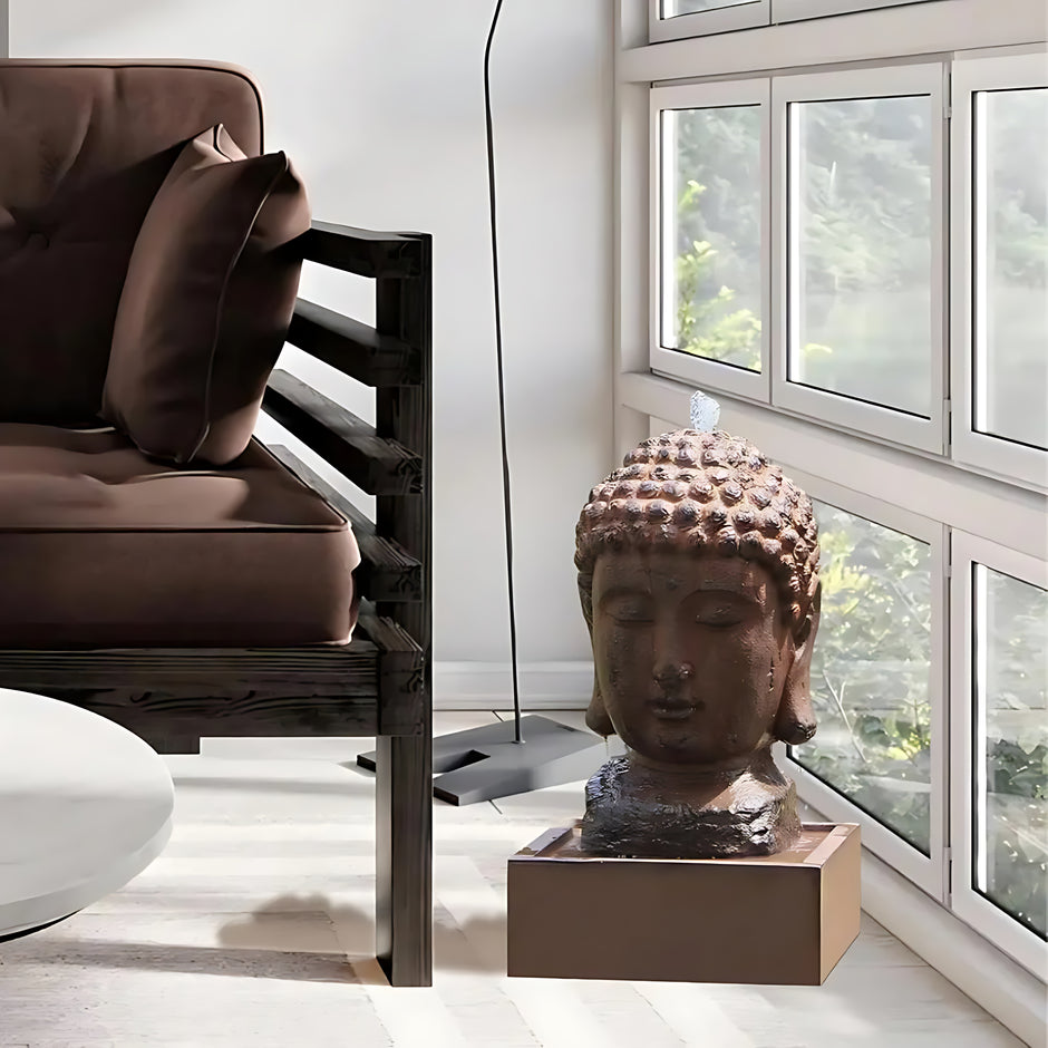 Outdoor Indoor Polyresin Fiberglass LED Buddha Water Fountain