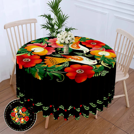 63 Inch Fabric Round Tablecloth / Ruchi