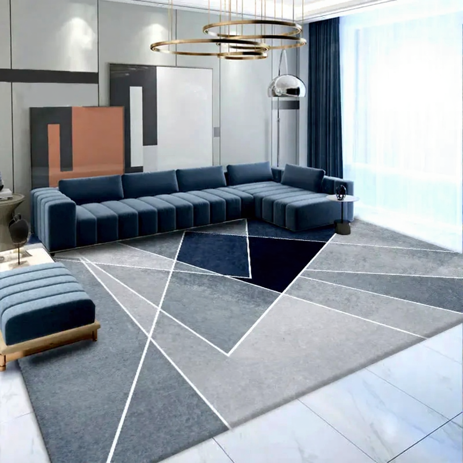 Geometric Polyester Fiber Anti-Slip Floor Rug