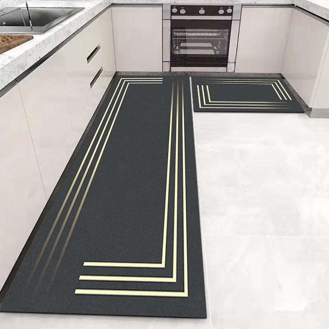 Set Of 2 Modern Non-Slip Water Absorbent Velvet Floor Mat