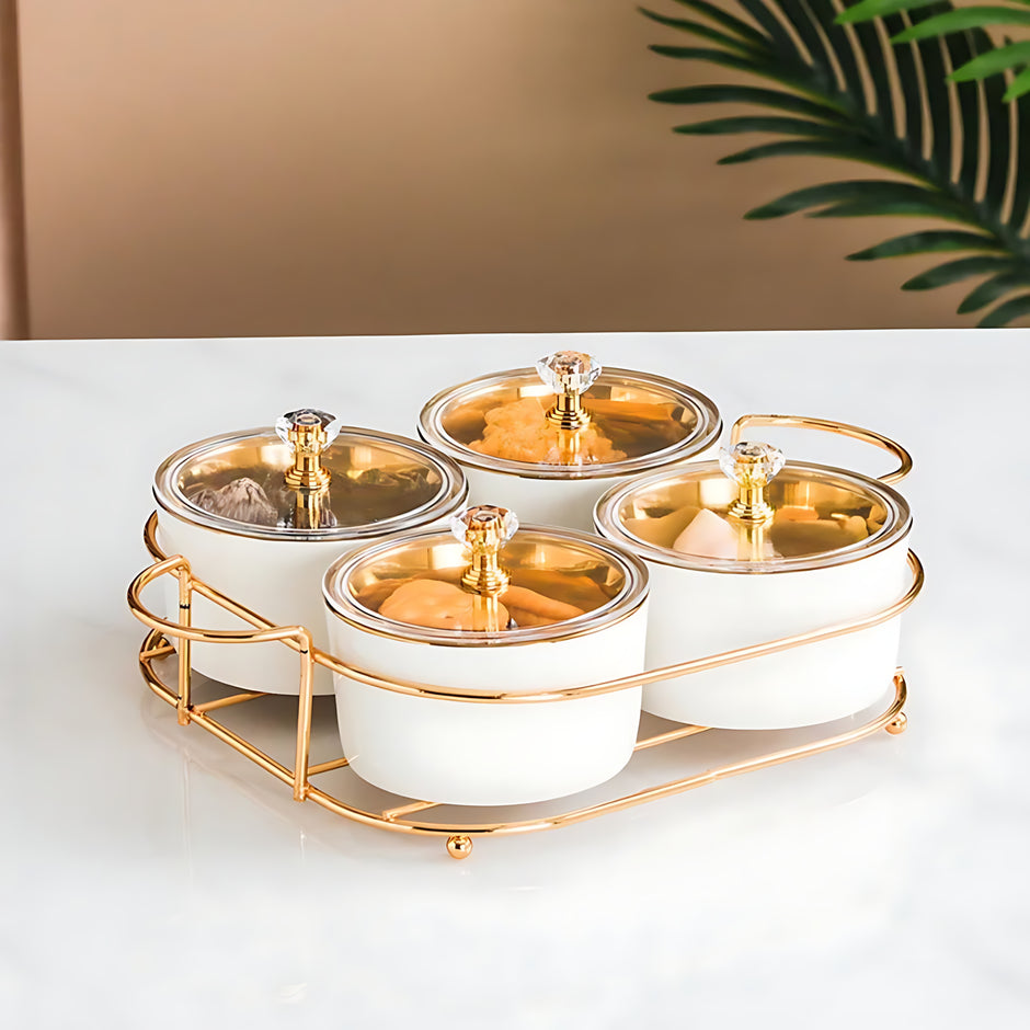 Ceramic Dry Fruit Bowl Set With Lid / Ruchi