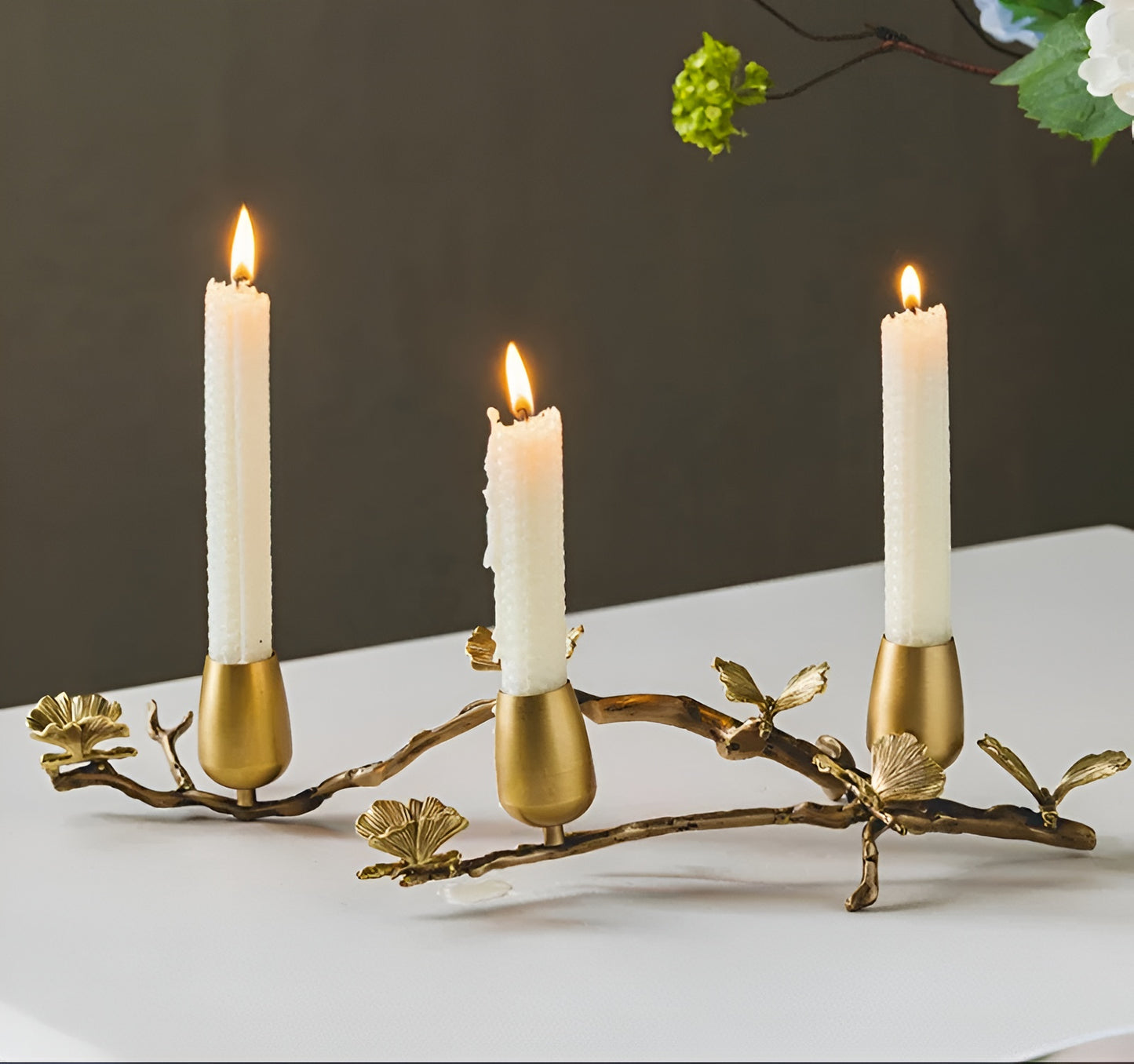Nature Butterfly Design Brass Candle Holder / Ruchi