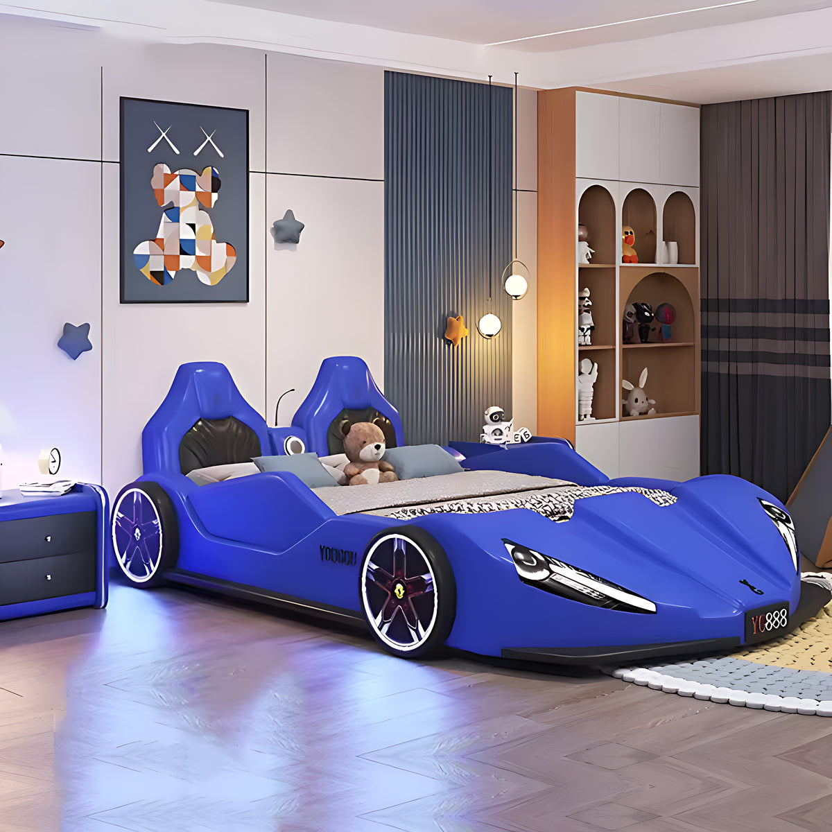 Kids' LED Leather Car Bed / Ruchi