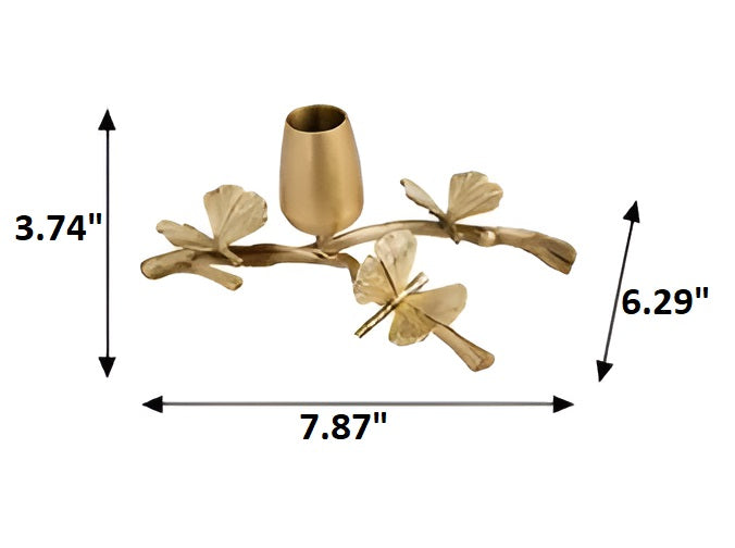 Nature Butterfly Design Brass Candle Holder / Ruchi