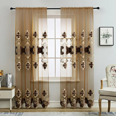 Embroidery Tulle Window Curtain For Living Room / Ruchi