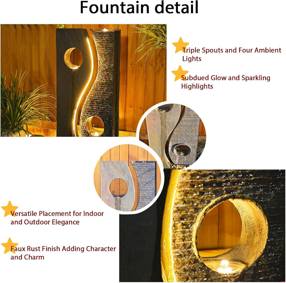 47 Inch Indoor Outdoor Resin LED Water Fountain / Ruchi