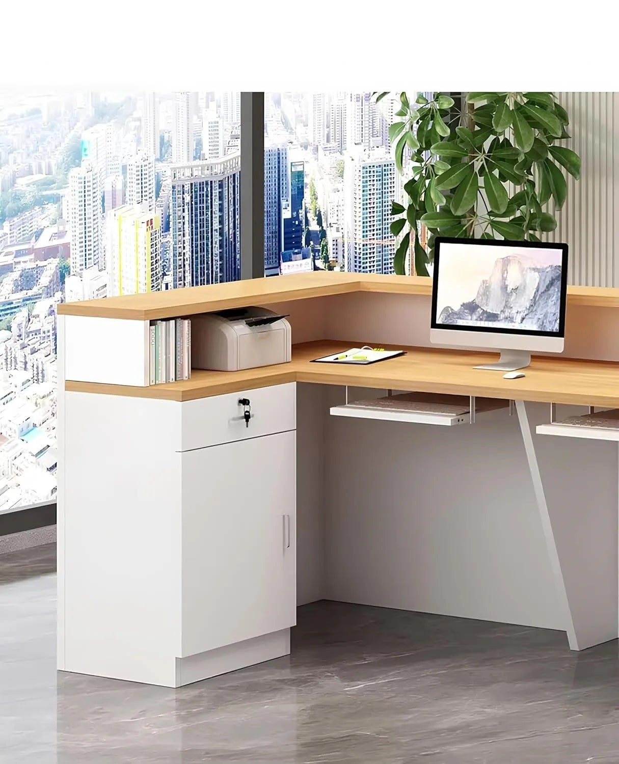 Modern Wooden LED Reception Desk / Ruchi