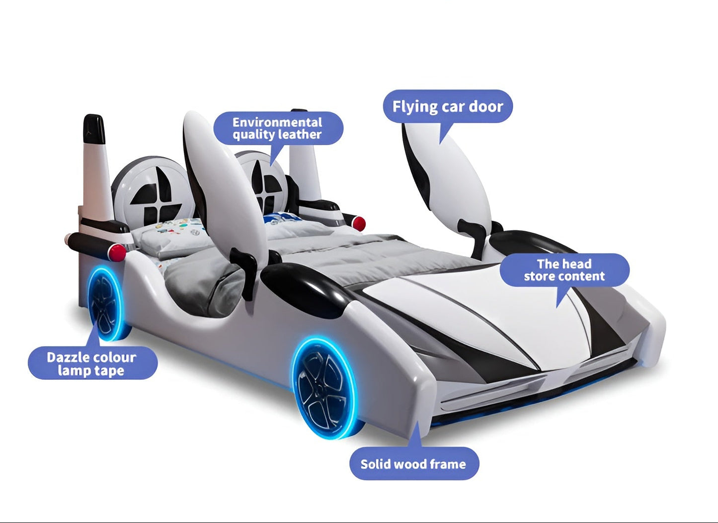 Leather Car Bed with LED & Speaker