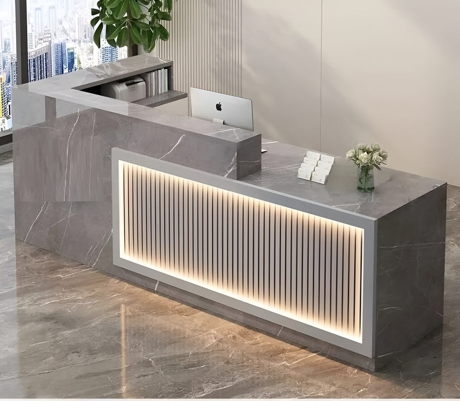 Modern Wooden LED Reception Desk / Ruchi