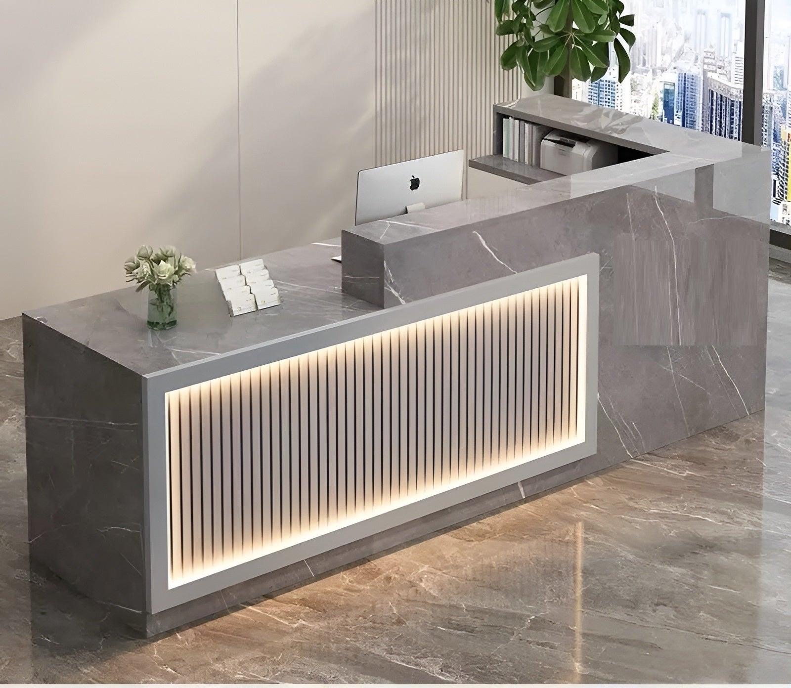 Modern Wooden LED Reception Desk / Ruchi