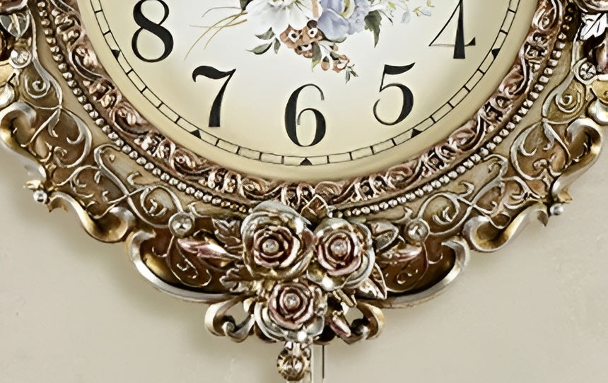Luxurious European Floral Design Wall Clock / Ruchi
