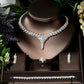 Elegant AAA Cubic Zircon Leaf Pattern Crystal Metal Golden Necklace Set / Ruchi