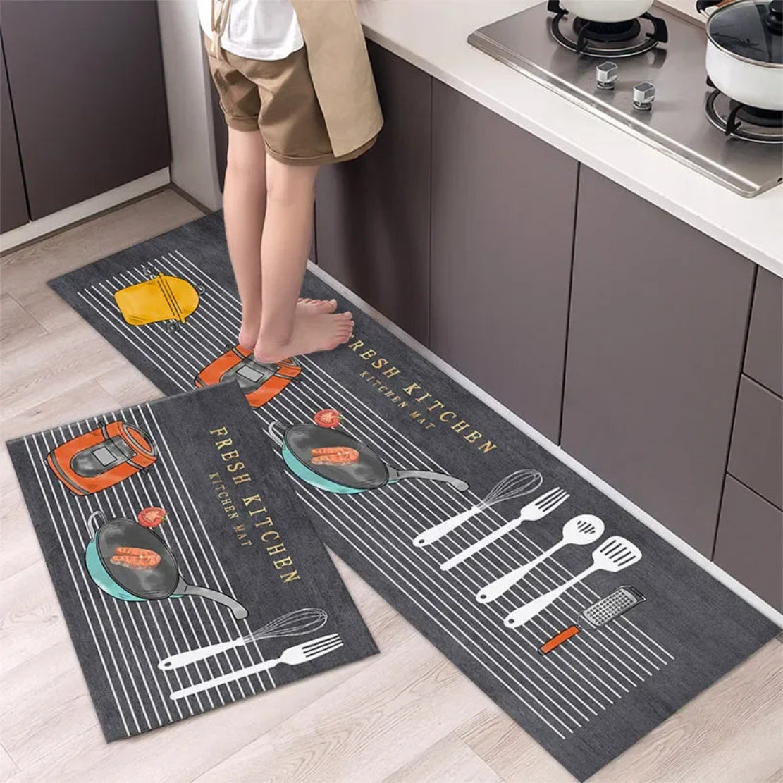 Modern Non-Slip Water Absorbent Velvet Floor Mat / Ruchi