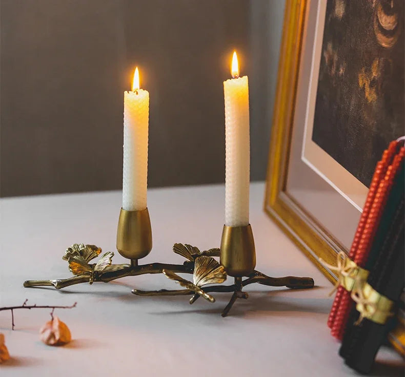 Nature Butterfly Design Brass Candle Holder / Ruchi