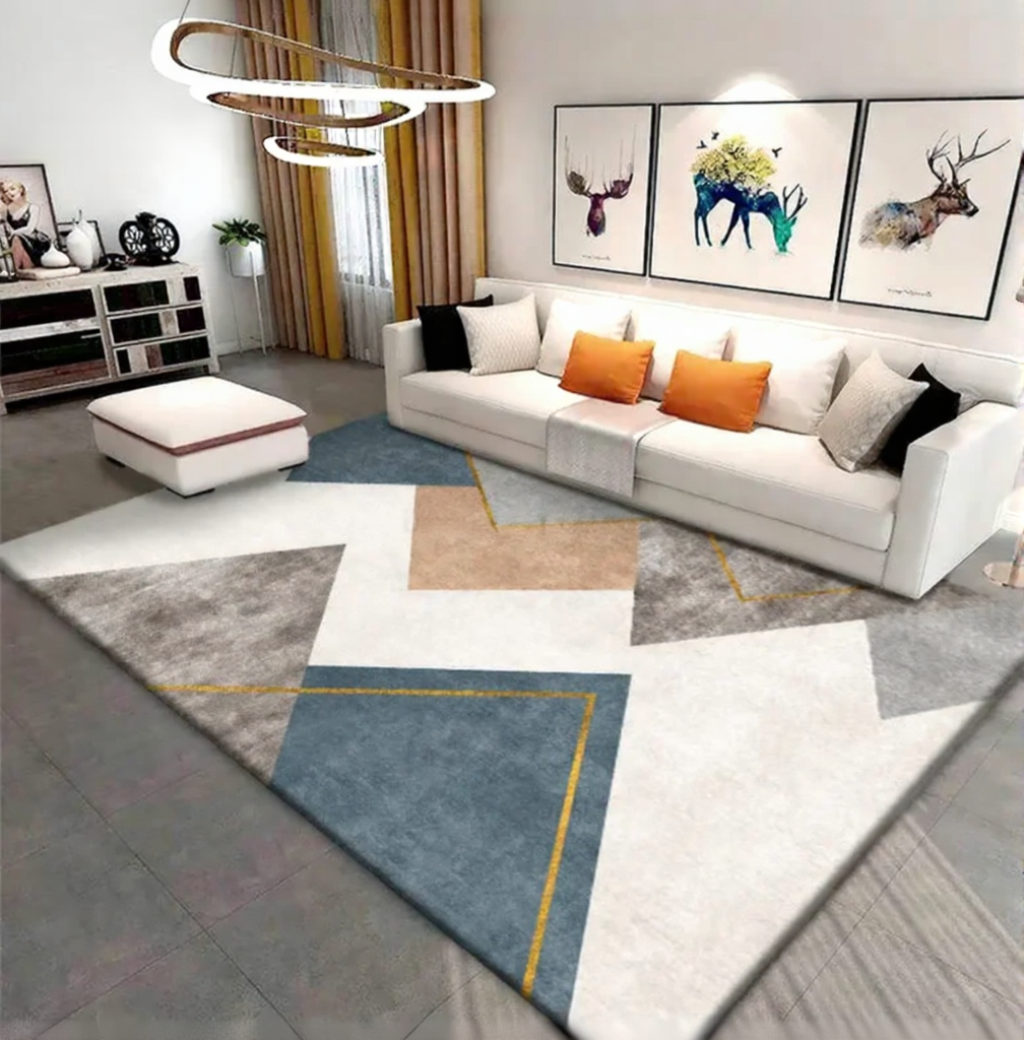 Geometric Polyester Fiber Anti-Slip Floor Rug