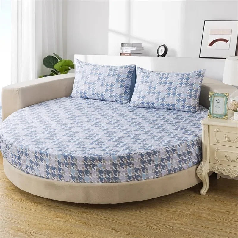 Round Cotton Fitted Bedsheet With Pillowcases / Ruchi