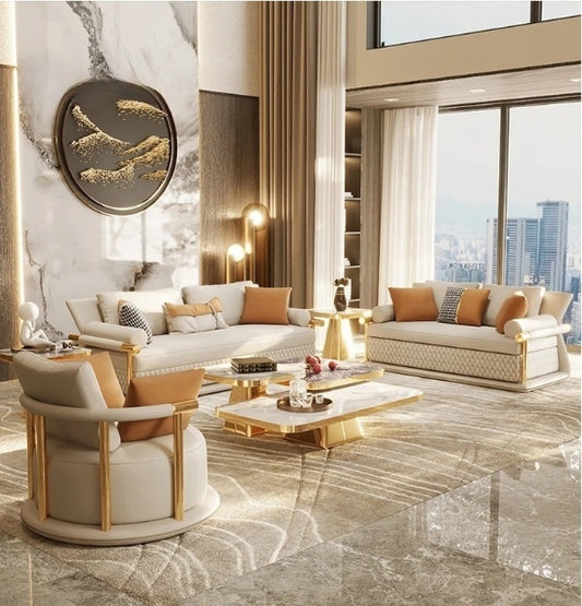 3-Piece Leather Living Room Sofa Set / Ruchi