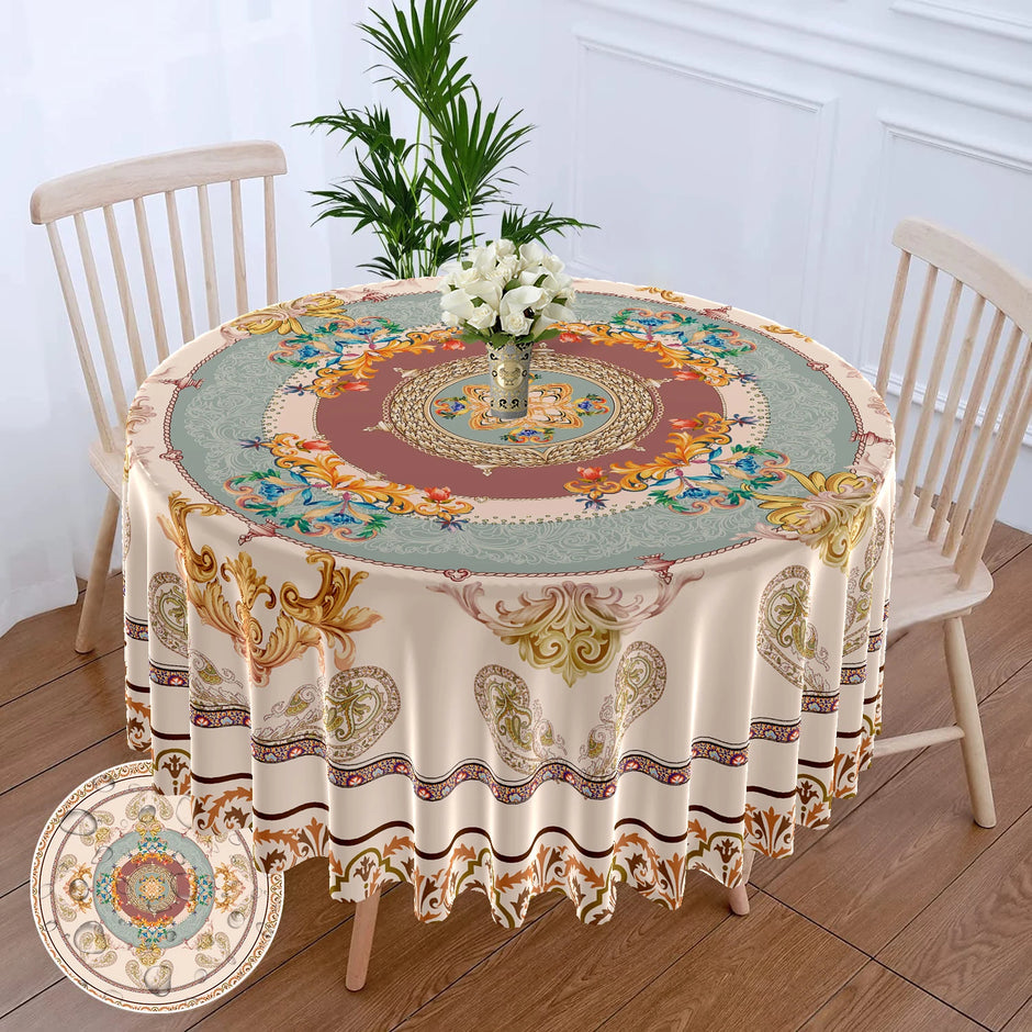 63 Inch Fabric Round Tablecloth / Ruchi