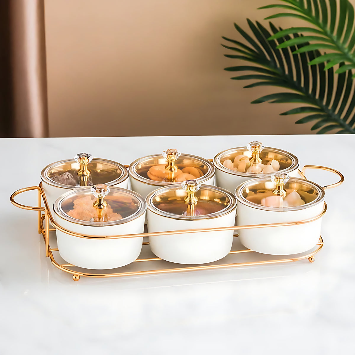 Ceramic Dry Fruit Bowl Set With Lid / Ruchi