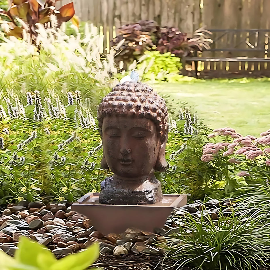 Outdoor Indoor Polyresin Fiberglass LED Buddha Water Fountain