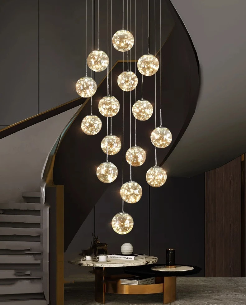 LED Ball Pendant Light Chandelier For Staircase / Ruchi