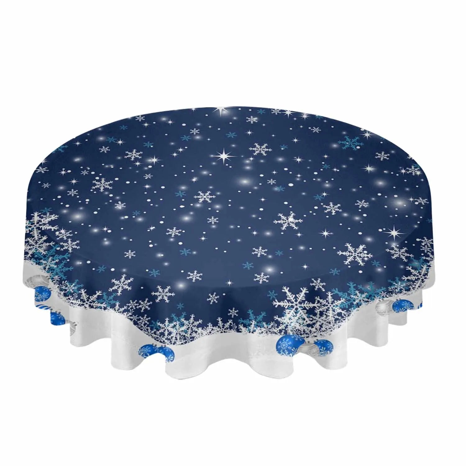 Elegant Christmas Design Printed Round Polyester Tablecloth / Ruchi